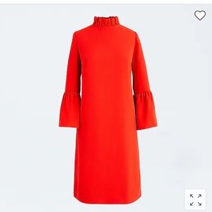 JCrew Ruffle Neck Shift Dress in 365 Crepe, NWOT